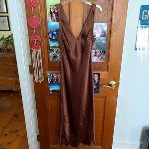 ASOS Brown Satin Slip Dress